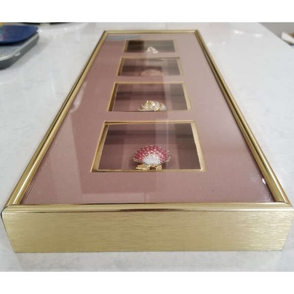 Figi Giftware abalone and gold shells display box wall decor 4 in 1 vintage - Picture 10 of 12